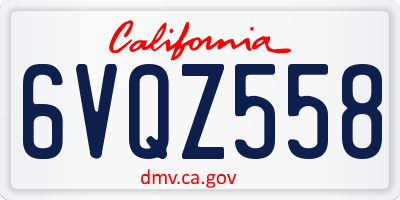 CA license plate 6VQZ558