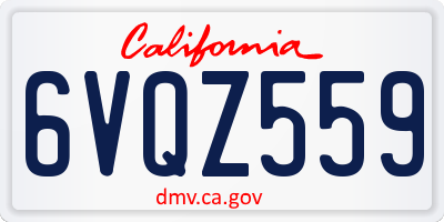 CA license plate 6VQZ559