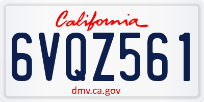 CA license plate 6VQZ561