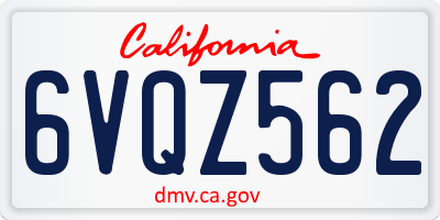 CA license plate 6VQZ562