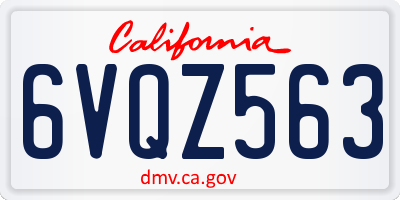 CA license plate 6VQZ563