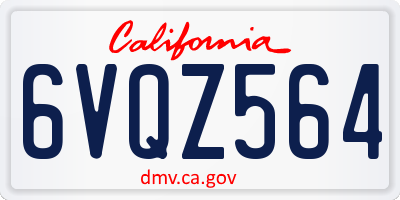 CA license plate 6VQZ564