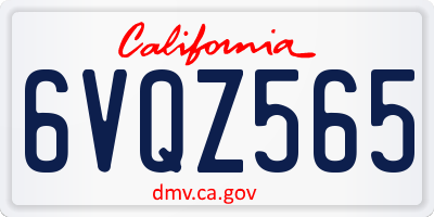 CA license plate 6VQZ565