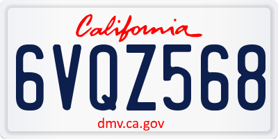 CA license plate 6VQZ568