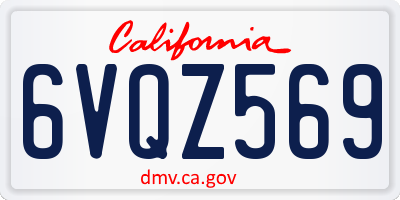 CA license plate 6VQZ569