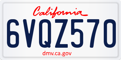 CA license plate 6VQZ570