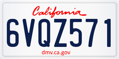 CA license plate 6VQZ571