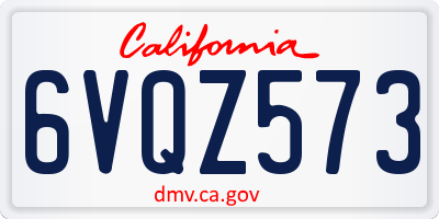 CA license plate 6VQZ573