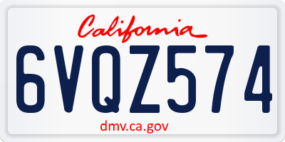 CA license plate 6VQZ574