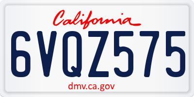 CA license plate 6VQZ575