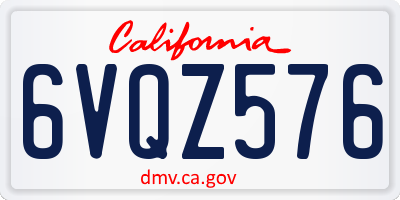 CA license plate 6VQZ576