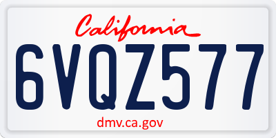 CA license plate 6VQZ577
