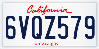 CA license plate 6VQZ579