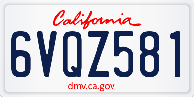 CA license plate 6VQZ581