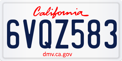 CA license plate 6VQZ583