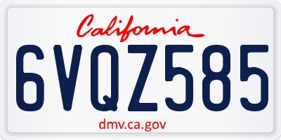 CA license plate 6VQZ585