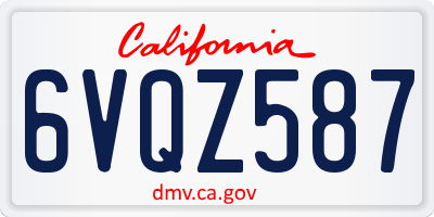 CA license plate 6VQZ587