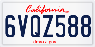 CA license plate 6VQZ588