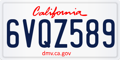 CA license plate 6VQZ589
