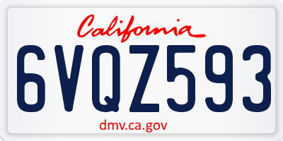 CA license plate 6VQZ593