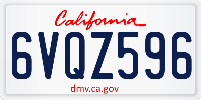 CA license plate 6VQZ596