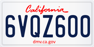 CA license plate 6VQZ600
