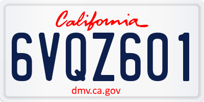 CA license plate 6VQZ601