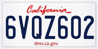 CA license plate 6VQZ602