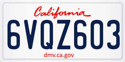 CA license plate 6VQZ603