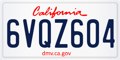 CA license plate 6VQZ604