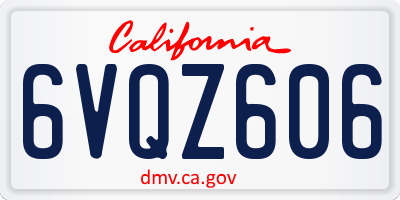 CA license plate 6VQZ606