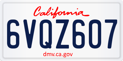 CA license plate 6VQZ607