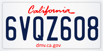 CA license plate 6VQZ608