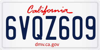 CA license plate 6VQZ609