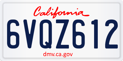 CA license plate 6VQZ612