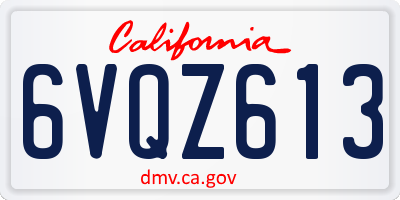 CA license plate 6VQZ613