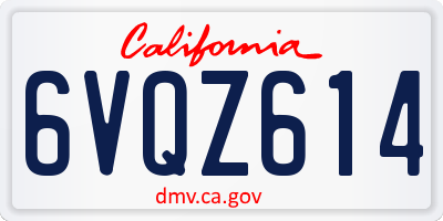 CA license plate 6VQZ614