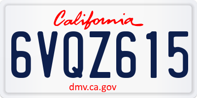 CA license plate 6VQZ615