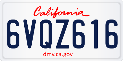 CA license plate 6VQZ616