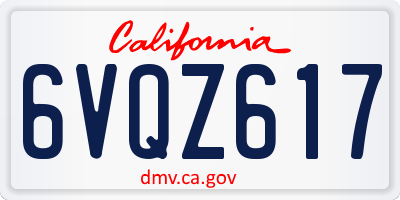 CA license plate 6VQZ617