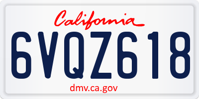 CA license plate 6VQZ618