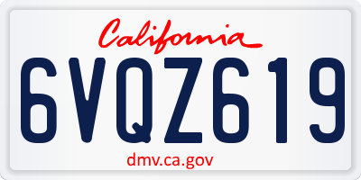 CA license plate 6VQZ619