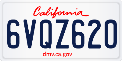 CA license plate 6VQZ620