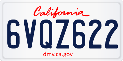 CA license plate 6VQZ622