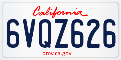CA license plate 6VQZ626