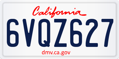 CA license plate 6VQZ627