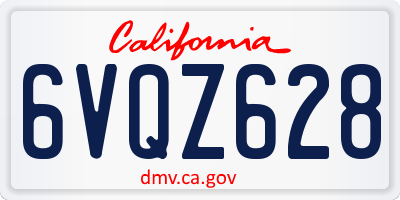 CA license plate 6VQZ628