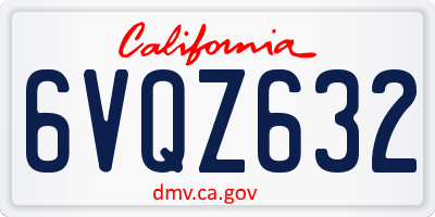 CA license plate 6VQZ632