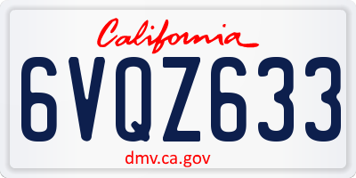 CA license plate 6VQZ633