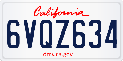 CA license plate 6VQZ634